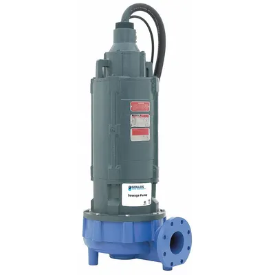 GOULDS Sewage Ejector Pump: Cast Iron, Three Phase, 10 hp, 460V AC, 3 in Max. Dia. Solids - Non-Clog Sewage Ejector Pumps