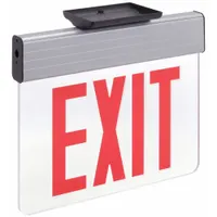 Edge-lit Exit Sign: 1 Faces, Red, Aluminum, Universal Field Selectable Chevrons, LED, Silver (MPN EDGNY 1 R)