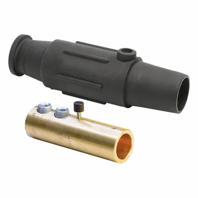 LEVITON Single Pole Inline: Female, Black, 600V AC/600V DC, 600 A, Double Set Screw Termination - Plugs with Set Screw Terminations