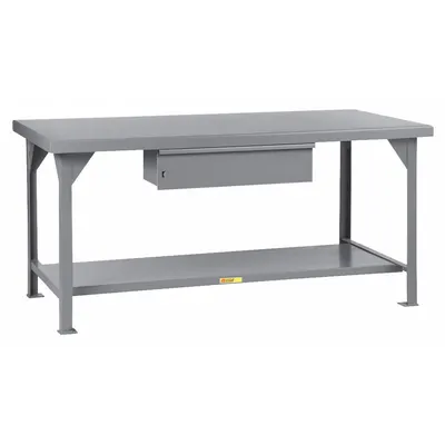 LITTLE GIANT Workbench: Fixed Ht, Steel, 84 in x 42 in, 10,000 lb Overall Load Capacity - Workbenches with Drawers & Lower Shelves