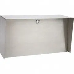 Silver polished stainless steel cover housing for gate operator access control devices. 6 in x 14 in footprint, 8 in overall height. Includes EPDM rubber seal for weather protection. Accommodates keypads.