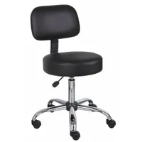 Vinyl lab stool with pneumatic height adjustment from 20 1/2 in to 26 1/2 in. Features a 16 in wide by 16 in deep seat, steel base, and five casters for mobility. Not ESD safe and without foot support. Suitable for general laboratory or cleanroom tasks where static control is not required