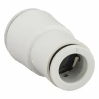 This SMC push-to-connect fitting connects 10 mm OD and 12 mm OD tubing. Made of brass, it features push-to-connect ends for tool-free installation. Suitable for use in pneumatic and low-pressure fluid systems