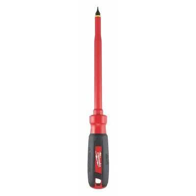 MILWAUKEE Insulated Slotted Screwdriver: 5/16 in Tip Size, Long Lg, 11 in Overall Lg - Insulated Slotted Screwdrivers
