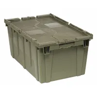 QUANTUM STORAGE SYSTEMS Attached Lid Tote: 18.8 gal, 27 3/8 in x 16 5/8 in x 12 1/2 in, Gray Body (MPN QDC2717-12)