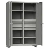 STRONG HOLD Storage Cabinet: 48 in x 24 in x 75 in, 6 Adj Shelves, 2 Doors, Legs, Gray, Assembled (MPN 46-DS-246-6DB-L)