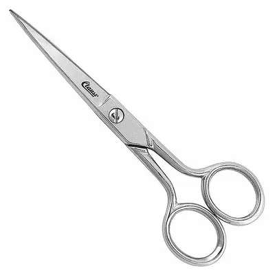 CLAUSS All-Metal Scissors, 6 in, Straight, Pointed, Silver, Ambidextrous