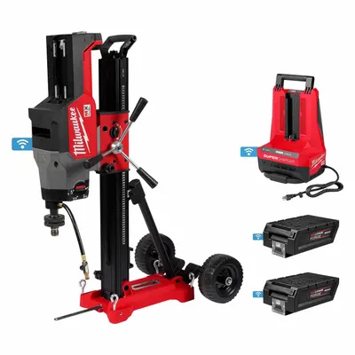MILWAUKEE Core Drill Kit: Rig, 14 in Coring Capacity in Concrete, Mechanical - Milwaukee Cordless Core Drills