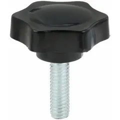 Knob extension with 5/16-18 thread size and 1-inch length. Used to extend the reach of control knobs on machinery, valves, or equipment, providing additional clearance or distance for adjustment in industrial settings.