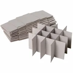 This cardboard freezer box divider is designed to organize and separate items within cold storage boxes. It measures 5 3/8 inches in overall length and width, and is compatible with manufacturer model number R3014A. Suitable for use in freezer or refrigerated environments to maintain product separation and airflow.