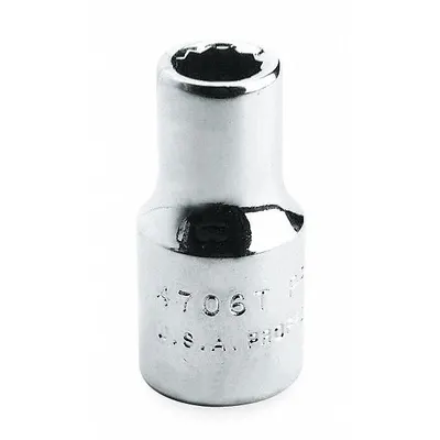 PROTO Socket: SAE, 3/8 in Drive Size, 3/8 in Socket Size, 12-Point, Std, Chrome - 3/8" Drive Hand Sockets