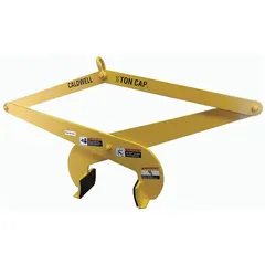 These slab tongs are designed for lifting and positioning concrete, metal, and stone slabs. They feature a minimum jaw opening of 10 inches and polyurethane pads that help protect slab surfaces during handling. Suitable for construction and industrial material handling tasks.