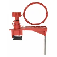 Steel universal valve lockout with an 8 ft cable, designed for valve handles up to 1 in wide. Used to isolate valves during maintenance, preventing accidental operation in industrial lockout/tagout procedures