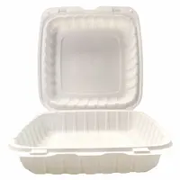 This hinged-lid container is made of mineral-filled polypropylene in an ivory finish. It features a single compartment and is sold in a 150-pack. Suitable for packaging hot or cold takeaway meals in food service operations