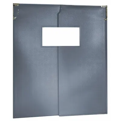CHASE Swinging Door: PVC, 2 Doors, Gray, 6 ft Door Wd, 7 ft Door Ht, Window Included - General Purpose Swinging Doors