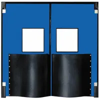 Swinging Door: Polyethylene, 2 Doors, Blue, 5 ft Door Wd, 8 ft Door Ht, Window Included, 1 PR (MPN 6096XDRBL)