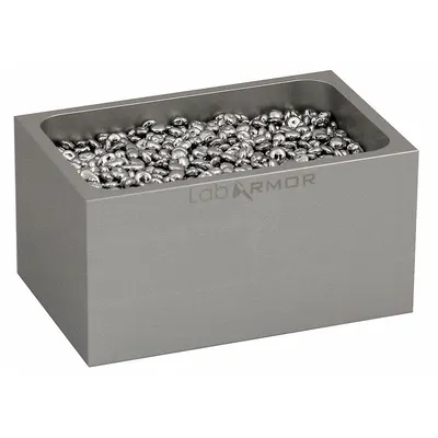 LAB ARMOR Single Silver Bead Block: Aluminum, 3 in Overall Wd, 3 3/4 in Overall Lg - Dry Bath Blocks
