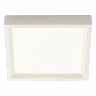 LIGHTOLIER Square Downlight: 4 in Dia, White, 5/8 in Ht, 650 lm, 2700K, 10 W, 120/277V AC - Low-Profile Square Surface-Mount Downlights