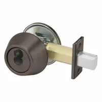 This standard cylindrical deadbolt features a Small Format Interchangeable Core (SFIC) cylinder with core included, allowing quick rekeying. It is ADA compliant and has a Dark Oxidized Satin Bronze, Oil Rubbed finish. Suitable for doors up to 1 3/8 in thick in commercial or institutional settings