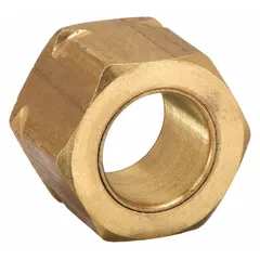 This compression fitting is made of brass with a low-lead standard sleeve design. It is intended for use in industrial plumbing and instrumentation systems to create secure, leak-resistant connections on tubing.