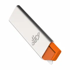This box cutter features a ceramic rounded tip and plain edge for cutting thin materials such as plastic wrap, stretch film, and packaging liners. The silver plastic body includes a quick-change blade mechanism. Overall length is 3-1/2 inches. Suitable for warehouse, shipping, and manufacturing tasks where repetitive opening is required.