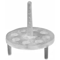 This clear PMP (polymethylpentene) test tube rack holds up to 8 tubes in 8 compartments. With an overall height of 2 5/8 inches, it is suitable for organizing samples during experiments, storage, or transport in laboratory settings