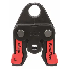 Steel press jaw designed for 1-inch PEX pipe. Compatible with standard and extended press tools. Used for creating press connections in potable water and hydronic heating systems.