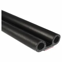 This double bulb foam rubber lid seal is made of black EPDM with a high-strength self-adhesive backing. It is designed for sealing lids, doors, and panels against air, dust, and moisture in industrial enclosures, HVAC units, and equipment cabinets. The self-adhesive mounting simplifies installation on clean, dry surfaces