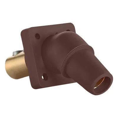 LEVITON Single Pole Receptacle: Brown, Angled Taper Nose Mating, Double Set Screw Termination - Receptacles with Set Screw Terminations