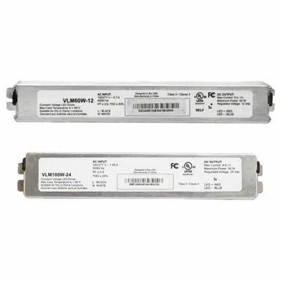 LED Driver: 100 W Power Output, 120/277V AC, 24V DC, 5 3/8 in Lg, Wet Location Rated - Tape & Linear Light Power Supplies