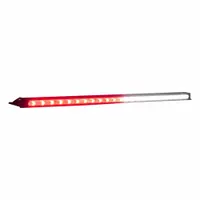 This CODE 3 perimeter light is designed for permanent installation on emergency vehicles. It features a clear lens with blue/red/white LED output, operates at 12V, draws 6.4W, and offers 32 selectable flash patterns. The light carries an SAE Class 1 rating for high-visibility warning applications