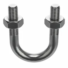 Standard U-bolt designed for securing 3/8 in pipe to structural supports. Inside height 1 1/4 in, plain finish. Sold in pack of 10. Commonly used in plumbing, HVAC, and industrial piping systems for reliable fastening.