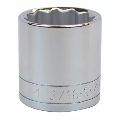 SK PROFESSIONAL TOOLS Socket: SAE, 1/2 in Drive Size, 1 3/16 in Socket Size, 12-Point, Std - 1/2" Drive Hand Sockets