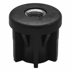 This tube end leveling mount is made of plastic and has a 5/8"-11 thread size. It supports up to 1,232 lb and is used for leveling and stabilizing equipment, machinery, or structures where a plastic body is required. Suitable for industrial workstations, conveyors, and light-duty frames.