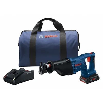 BOSCH Reciprocating Saw Kit: 1 Battery, 1 Charger, 1 1/8 in Stroke Lg - Bosch Cordless Reciprocating Saws
