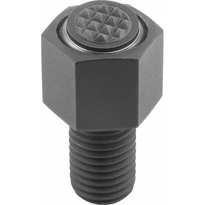 KIPP Threaded Gripper w/Serrated Pad: Carbide-Tipped Steel Pad, M10, 50 mm Thread Lg - Threaded Grippers with Serrated Carbide Pad