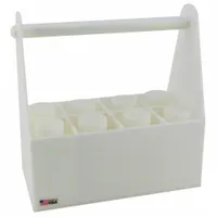 Bottle Carrier: 14 3/8 in Overall Lg, 7 7/8 in Overall Wd, 15 1/4 in Overall Ht, HDPP, White (MPN 165054)