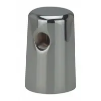 This chrome-finished laboratory turret provides a single outlet for controlled dispensing of water or gas. It features an NPT inlet connection for integration into standard lab plumbing systems. Commonly mounted on lab benches or fume hoods