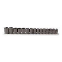 PROTO Impact Socket Set: 1/2 in Drive Size, Small Set (0-50 pieces) Set Size, 15 Pieces, Black Oxide (MPN J74204)