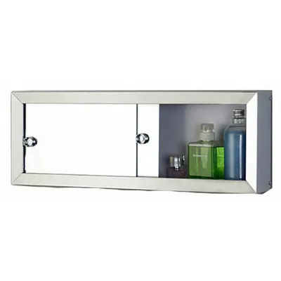KETCHAM Cosmetic Box: Rectangular, Glass, 8 3/4 in Overall Ht, 24 in Overall Wd - Mirrored Medicine Cabinets