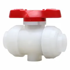 This ASAHI ball valve features a PVDF body with socket x socket connections and a tee handle for visual position indication. Rated for 150 psi CWP, it is suited for on/off or regulating flow in corrosive fluid handling systems.