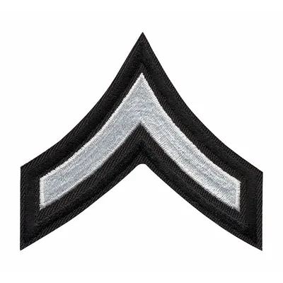 HEROS PRIDE Embroidered Patch: PFC, 3 in, Black/White, Polyester/Rayon, Rank Insignia - Embroidered Insignia