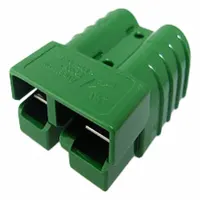Green plastic multipole SB connector housing for SB 50 contacts. Overall height 15.9 mm. Provides insulated enclosure for power connections in industrial equipment, battery systems, and material handling applications