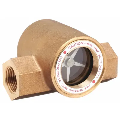 Dwyer Window Sight Flow Indicator with Impeller: Rotor, Bronze, 1 1/2 in FNPT - Flow Sights with Indicator