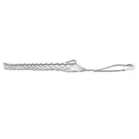 This rod closing cable support mesh grip features a tin-coated bronze mesh with an offset eye design. It accommodates cable diameters from 1.25 to 1.49 inches and has a breaking strength of 1,500 lb. Used for supporting and pulling cables in conduit, cable trays, or enclosures