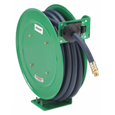 SPEEDAIRE Spring Return Hose Reel: 35 ft (1/2 in I.D.), 3/8 in MNPT, 300 psi Max Op Pressure - Standard Air or Water Spring-Return Hose Reels