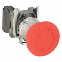 SCHNEIDER Emergency Stop Push Button: Non-Illuminated, Mushroom Head Profile, Metallic, 22 mm, 1NC (MPN XB4BS8442)