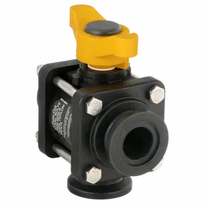 BANJO Manual Three-Way Ball Valve: 1 in, Polypropylene, L Flow, 300 psi Max. Pressure (CWP) - L-Port Polypropylene Ball Valves