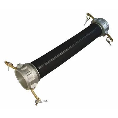 BOSTON Material Hose: 4 in Hose Inside Dia., 20 ft Hose Lg, 75 psi, 4 in x 4 in Fitting Size - Rubber Blend Material-Handling Hose Assemblies with SBR Cover