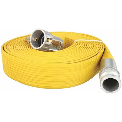 OEM PVC/Nitrile Water Discharge Hose Assembly, 4 in ID, 50 ft, 200 psi, Yellow - PVC/Nitrile Water Discharge Hose Assemblies with Synthetic Yarn Reinforcement